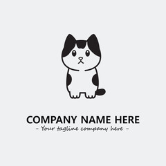Cat illustration black and white for logo company vector image