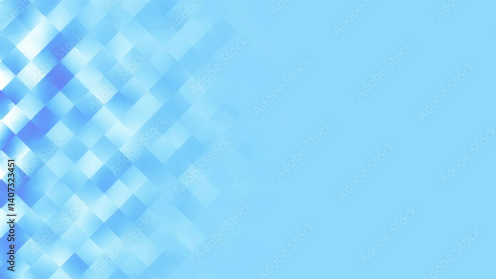 Aufkleber loop animation of transparent white triangles on the left side of a blue background with space for t
