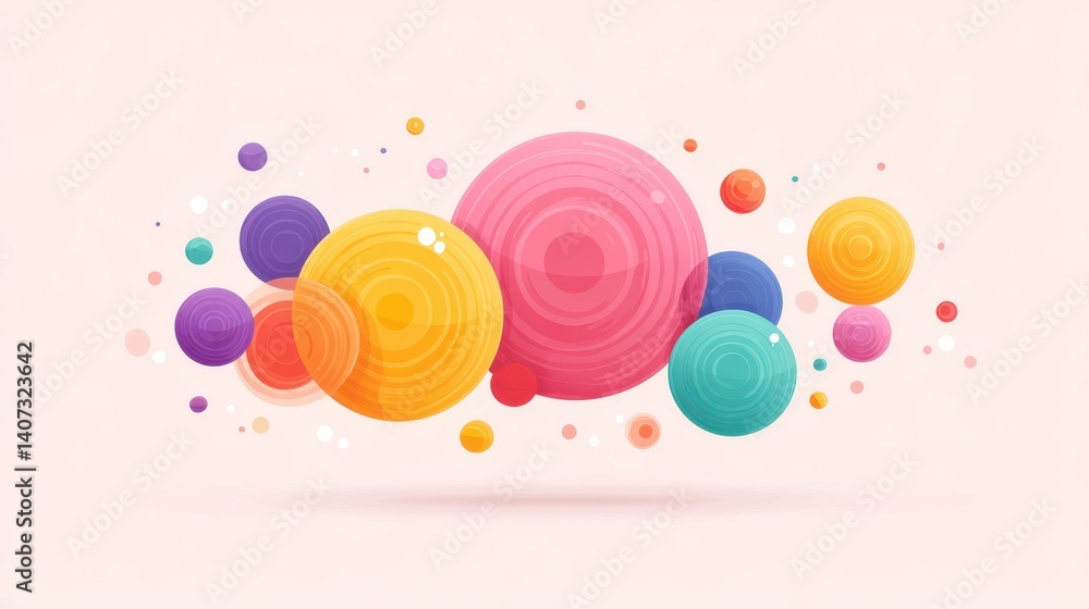 Aufkleber colorful abstract circles in vibrant hues create a playful and lively visual display, evoking creati