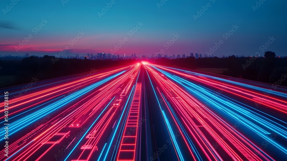 Aufkleber futuristic highway with ai-powered autonomous vehicles and smart traffic monitoring system