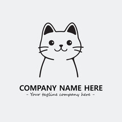 Cat illustration black and white for logo company vector image