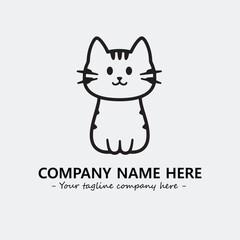 Cat illustration black and white for logo company vector image