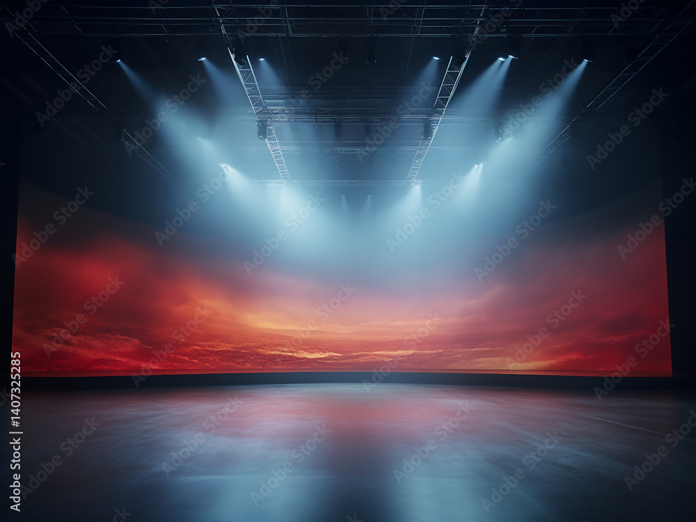 Poster large visuals as performance backdrop enhancing atmosphere and setting a strong scene ))