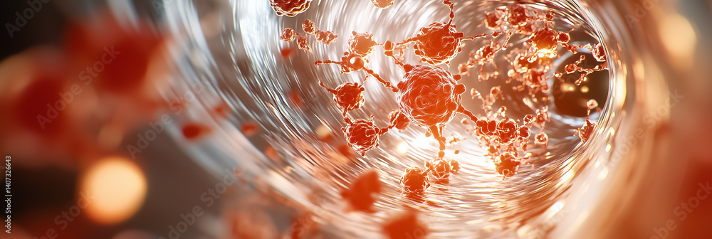 Aufkleber swirling vortex of vibrant particles in abstract style showcasing molecular energy dynamics. visual 