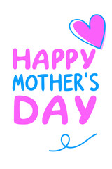 Happy Mothers Day Text with Heart for Cute Mother Day Card in Transparent PNG Clipart