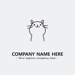 Cat illustration black and white for logo company vector image