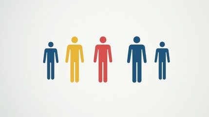 This graphic features a minimalistic design of human figures in various colors, representing diversity, inclusion, and community. Ideal for presentations on social themes.