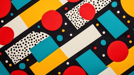 Retro Geometric Bauhaus-Inspired Abstract Art with Primary Color Contrast