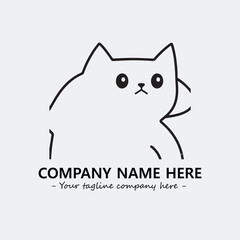 Cat illustration black and white for logo company vector image