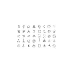 Big set of teamwork related line icons. Meeting, cooperation, together, support etc.