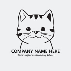Cat illustration black and white for logo company vector image