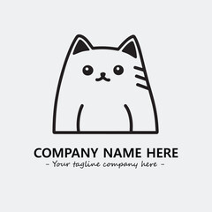 Cat illustration black and white for logo company vector image