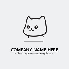 Cat illustration black and white for logo company vector image