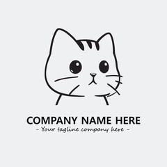Cat illustration black and white for logo company vector image