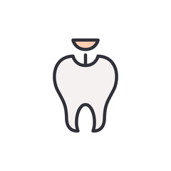 Tooth filling colored icons, minimalist vector illustration ,simple transparent graphic element .Isolated on white background