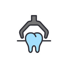 Tooth extraction colored icons, minimalist vector illustration ,simple transparent graphic element .Isolated on white background