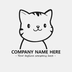 Cat illustration black and white for logo company vector image