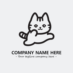 Cat illustration black and white for logo company vector image