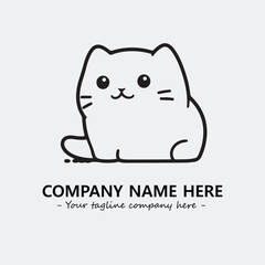 Cat illustration black and white for logo company vector image