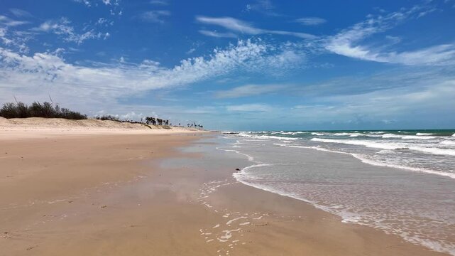 The rock formations at Canoa Quebrada Beach at Canoa Quebrada, state of Ceara in Brazil