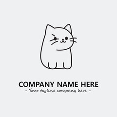 Cat illustration black and white for logo company vector image