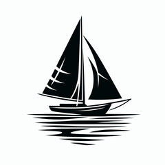 Fototapeta premium Sailboat Boom Silhouettes in black on a white background