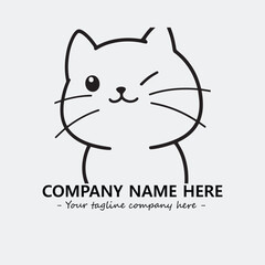 Cat illustration black and white for logo company vector image