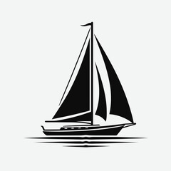Sailboat Boom Silhouettes in black on a white background