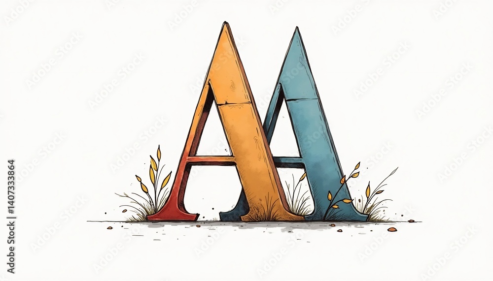 Poster artistic aa lettering: two stylized 