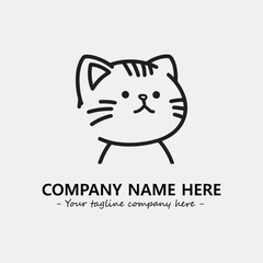 Cat illustration black and white for logo company vector image
