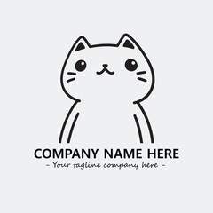 Cat illustration black and white for logo company vector image