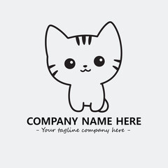 Cat illustration black and white for logo company vector image