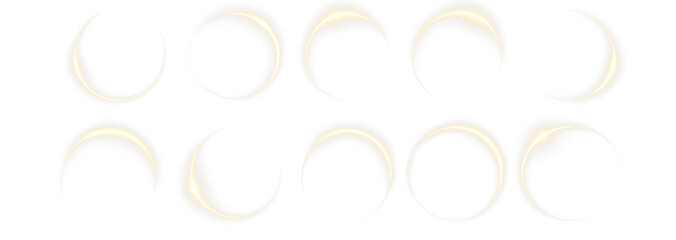 PNG light flash with glowing shine and neon spark on futuristic background, brilliant gold electric sphere in transparent circle, PNG vector frame with bright magic energy and night modern fire style.