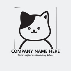 Cat illustration black and white for logo company vector image