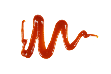 line of red tomato ketchup sauce isolated on white or transparent png
