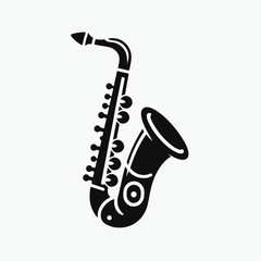Naklejka premium Saxophone Bell Silhouettes in black on a white background