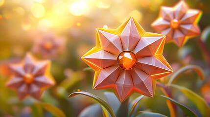 Geometric Floral Arrangement in Sunny Meadow