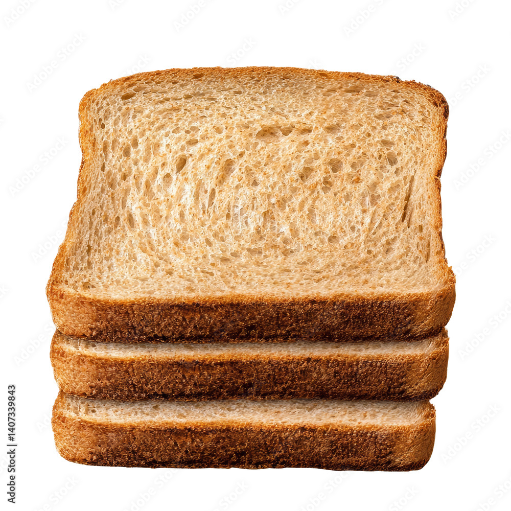 Poster fresh whole grain sliced bread stacked on a transparent background for culinary presentation and dis