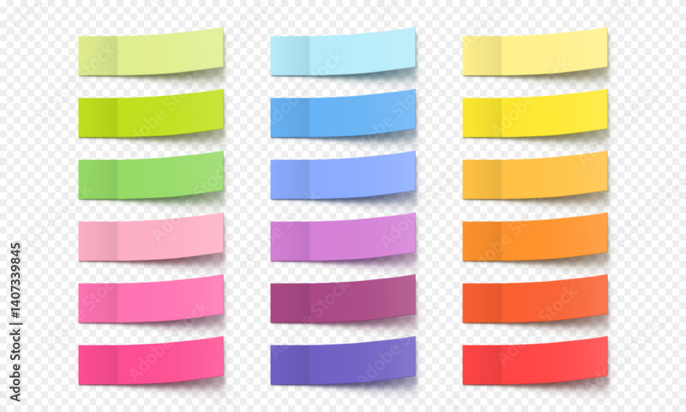 Poster vector collection colorful realistic sticky notes. post note stickers template. sticky paper tapes w
