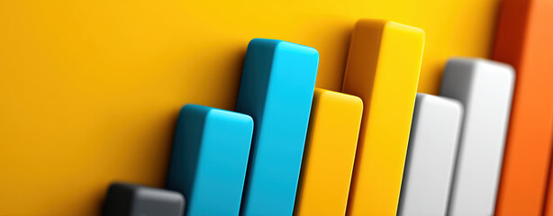 Colorful bar graph representing sales data with vibrant background. This visual emphasizes commission and incentive growth in dynamic way