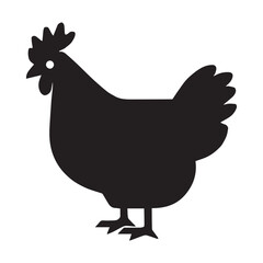 Chicken Silhouette Vector Illustration White Background.