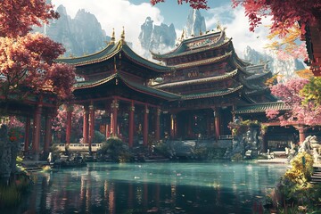 Obraz premium chinese temple in the night