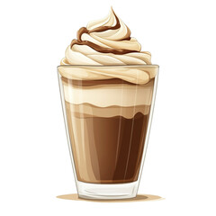 Iced coffee drink whipped cream chocolate swirl in glass
