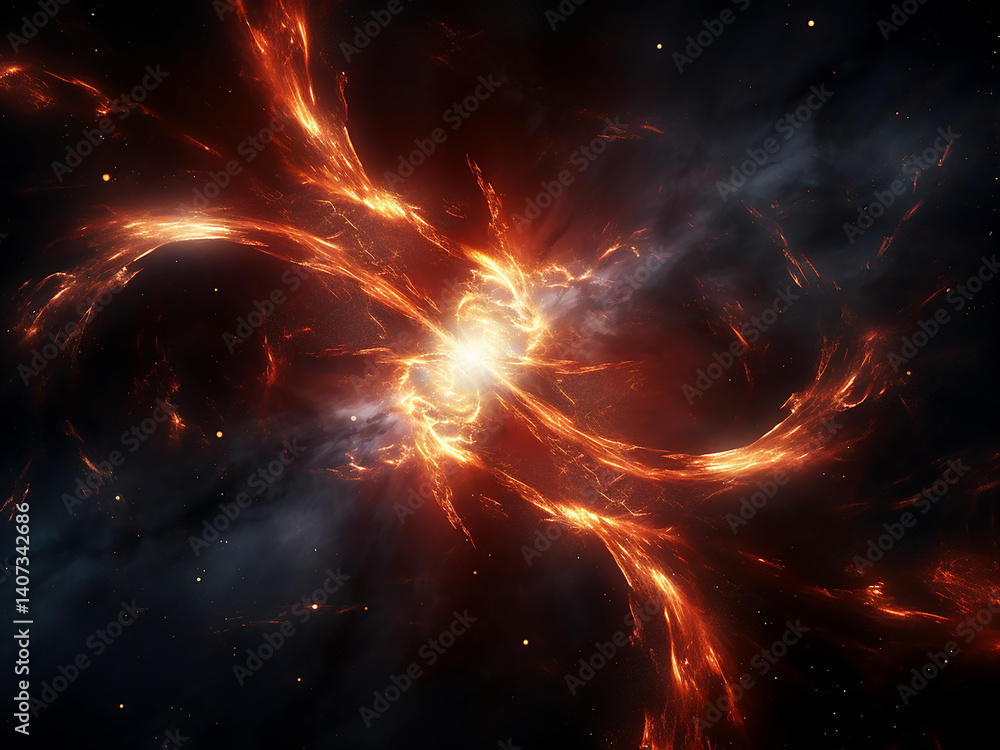 Poster pulsar wind nebula with high-energy particles flowing magnetic field structuring radiation
