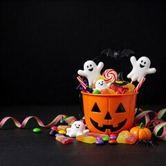 Obraz premium Halloween party decoration background pumpkin ghost