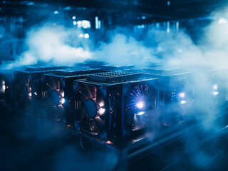 Quantum cooling system heat dissipation flowing through design with lights showing temperature