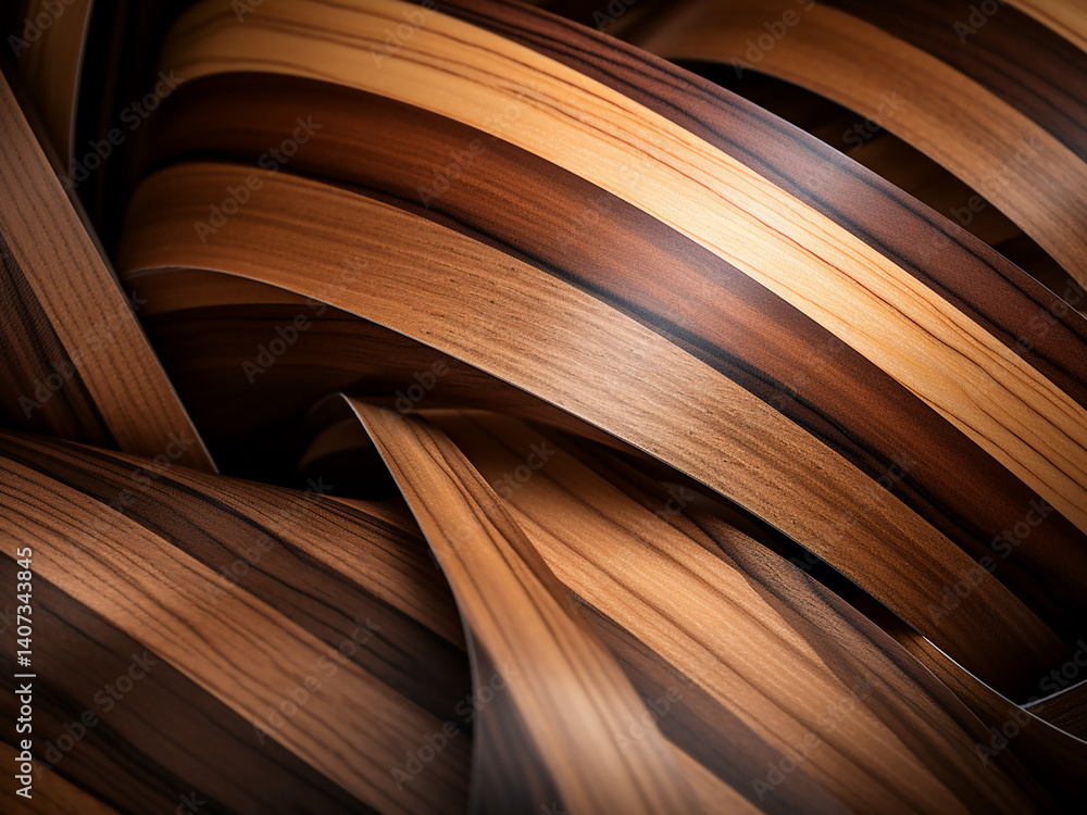 Poster quartersawn zebra wood with striped grain creating a dramatic surface and striking pattern