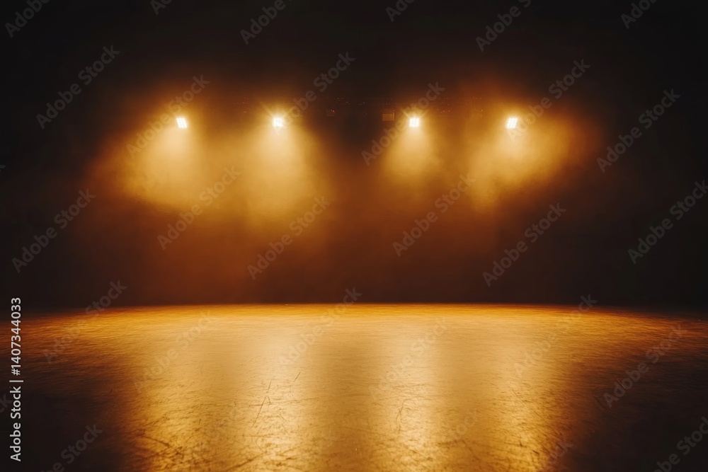 Poster a grand stage features sparkling lights against a dark backdrop, providing an elegant space for perf