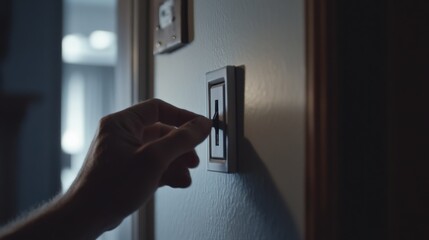 Naklejka premium Electrician rewiring light switch in home. Featuring precision and expertise