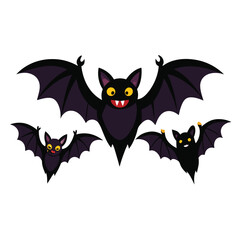 Halloween bats isolated clipart on white background